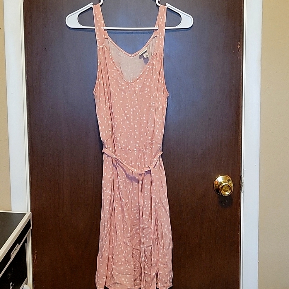 a new day pink and white polka dot dress